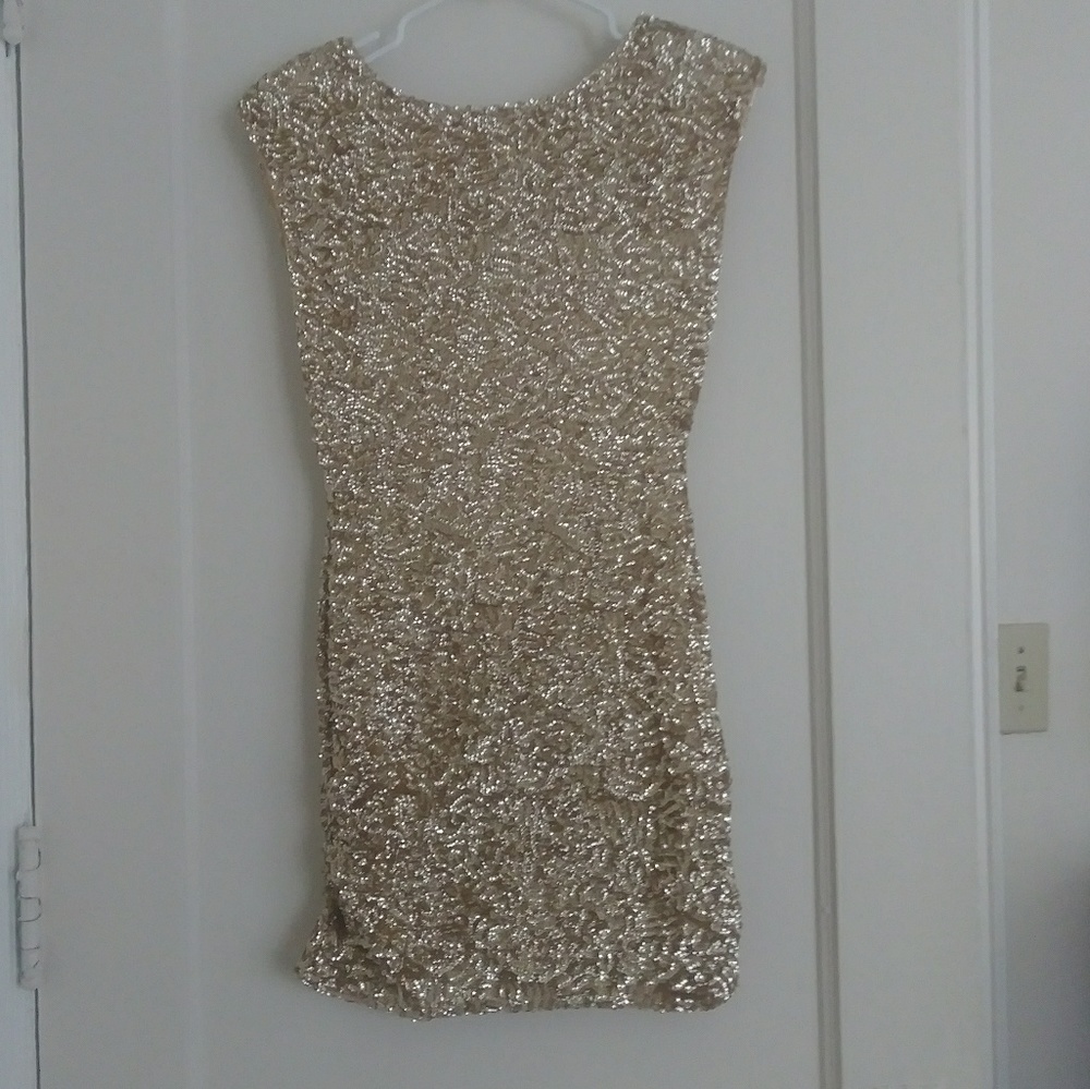 Gold sequin cocktail dress